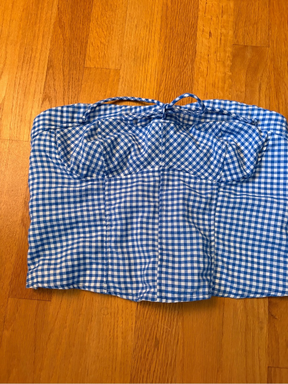 Blue Gingham strapless top